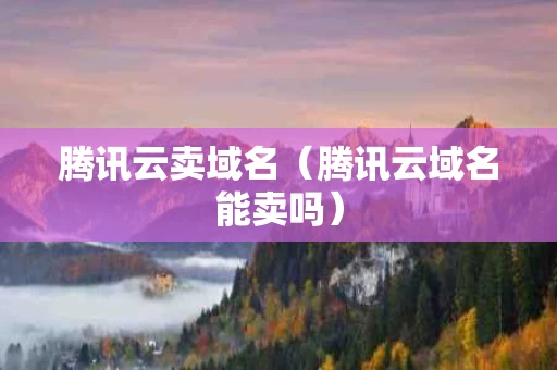 腾讯云卖域名（腾讯云域名能卖吗）