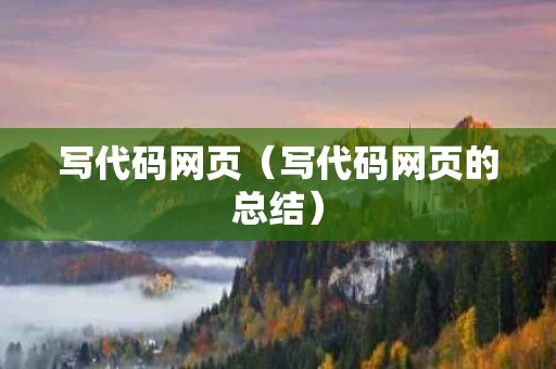 写代码网页（写代码网页的总结）