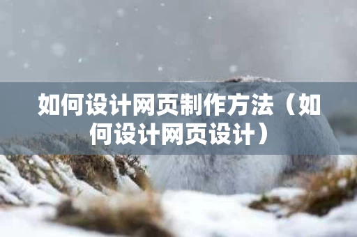 如何设计网页制作方法（如何设计网页设计）