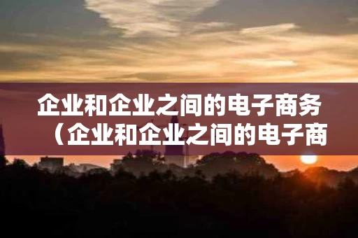 企业和企业之间的电子商务（企业和企业之间的电子商务协议）