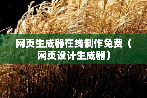 网页生成器在线制作免费（网页设计生成器）