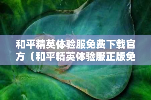 和平精英体验服免费下载官方（和平精英体验服正版免费下载）