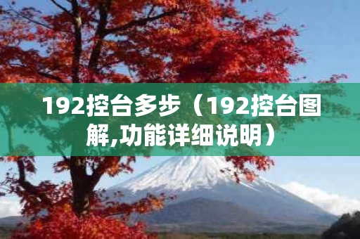192控台多步（192控台图解,功能详细说明）