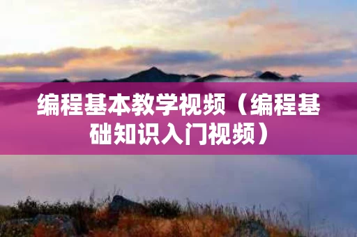 编程基本教学视频（编程基础知识入门视频）