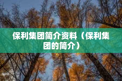 保利集团简介资料（保利集团的简介）
