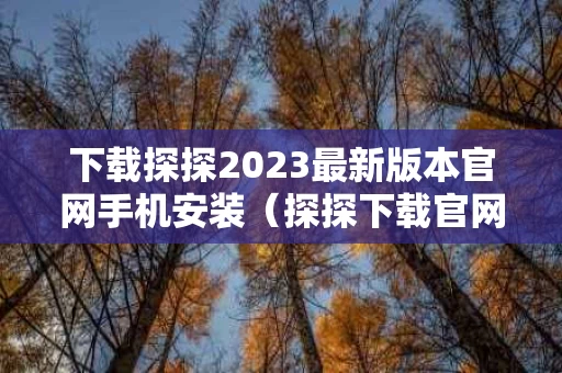 下载探探2023最新版本官网手机安装（探探下载官网下载安装）