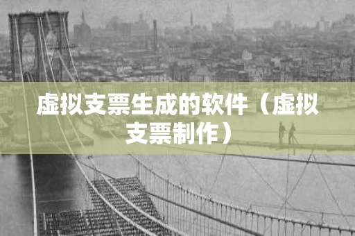 虚拟支票生成的软件（虚拟支票制作）