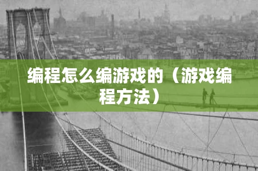 编程怎么编游戏的（游戏编程方法）