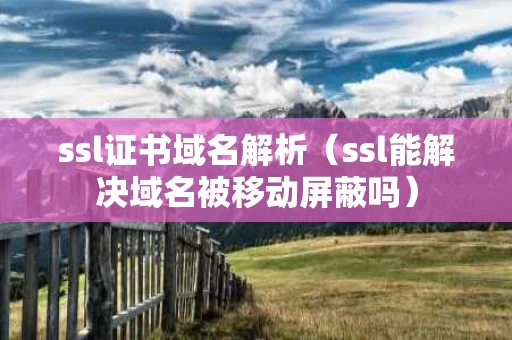 ssl证书域名解析（ssl能解决域名被移动屏蔽吗）