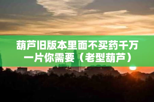 葫芦旧版本里面不买药千万一片你需要（老型葫芦）