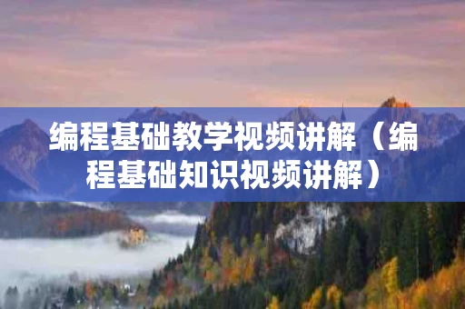 编程基础教学视频讲解（编程基础知识视频讲解）
