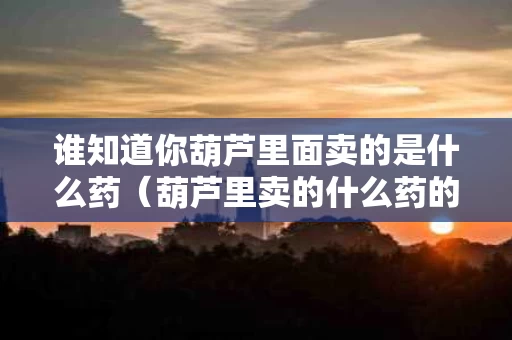 谁知道你葫芦里面卖的是什么药（葫芦里卖的什么药的意思）