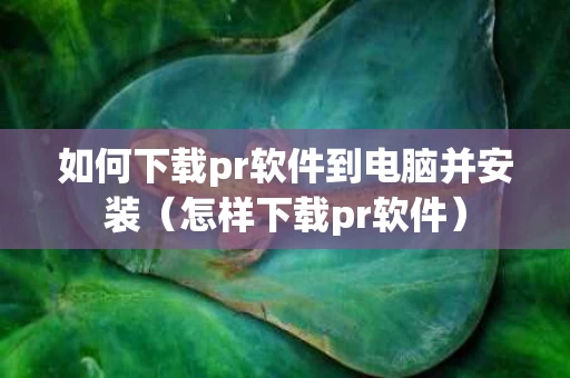 如何下载pr软件到电脑并安装（怎样下载pr软件）