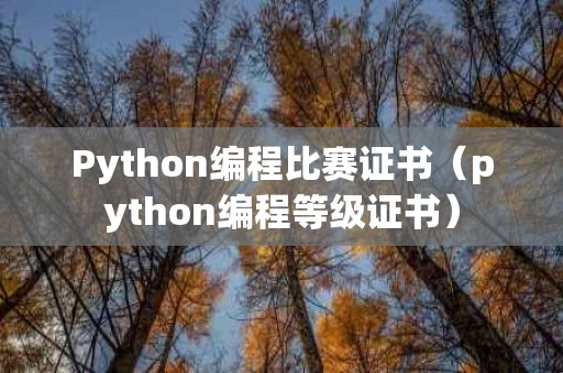Python编程比赛证书（python编程等级证书）