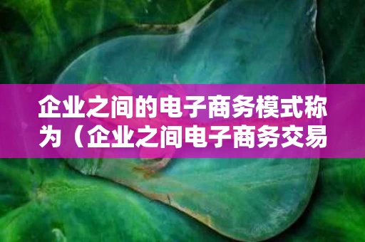 企业之间的电子商务模式称为（企业之间电子商务交易是哪一种模式）