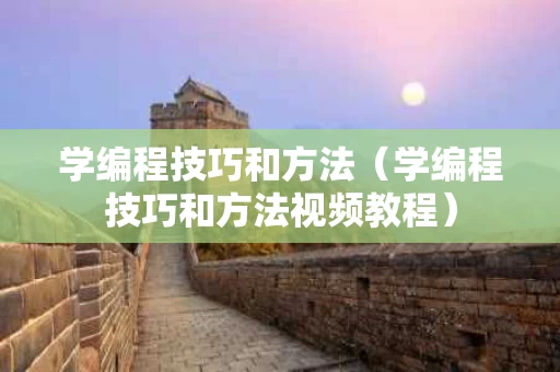 学编程技巧和方法（学编程技巧和方法视频教程）