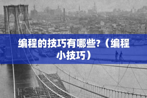 编程的技巧有哪些?（编程小技巧）