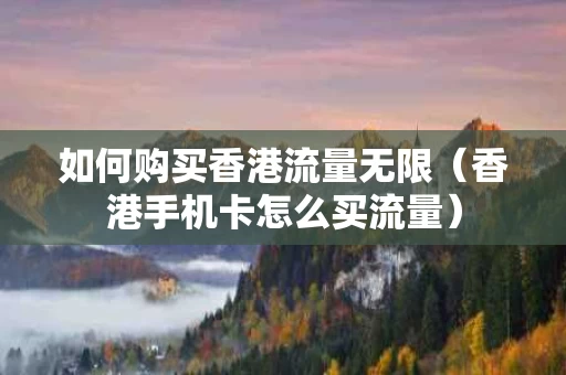 如何购买香港流量无限（香港手机卡怎么买流量）