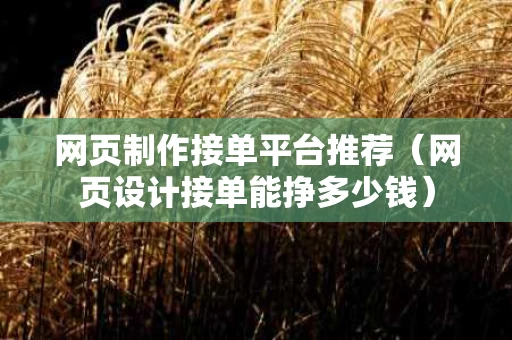 网页制作接单平台推荐（网页设计接单能挣多少钱）