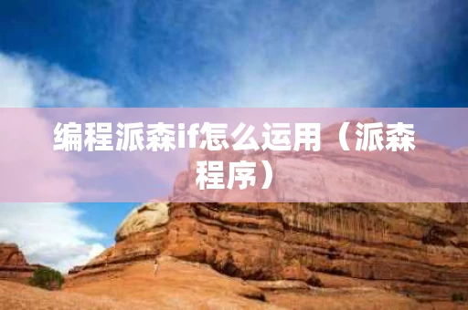 编程派森if怎么运用（派森程序）