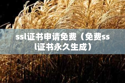 ssl证书申请免费（免费ssl证书永久生成）