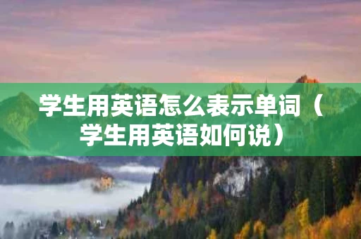 学生用英语怎么表示单词（学生用英语如何说）