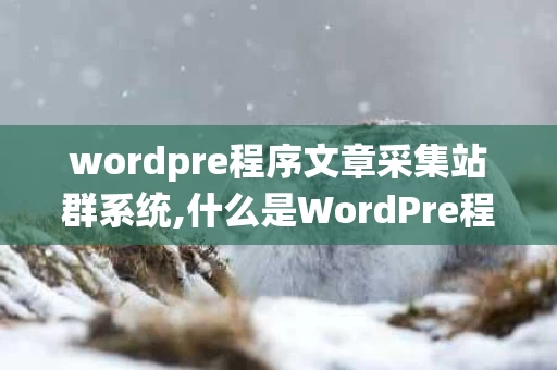 wordpre程序文章采集站群系统,什么是WordPre程序文章采集站群系统