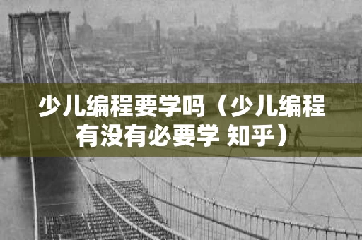 少儿编程要学吗（少儿编程有没有必要学 知乎）