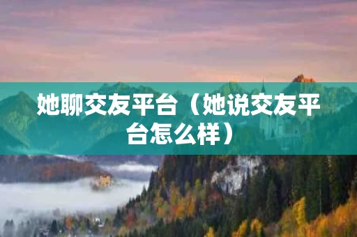 她聊交友平台（她说交友平台怎么样）