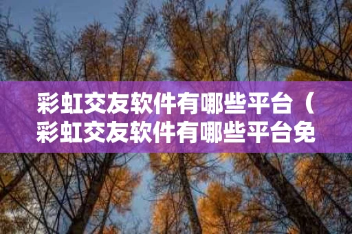 彩虹交友软件有哪些平台（彩虹交友软件有哪些平台免费聊天的）
