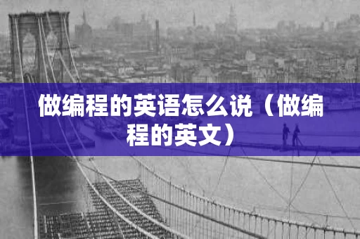做编程的英语怎么说（做编程的英文）