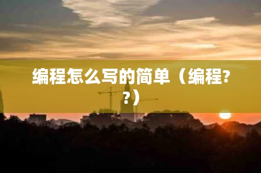编程怎么写的简单（编程??）