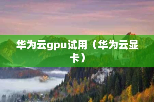 华为云gpu试用（华为云显卡）