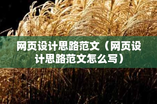 网页设计思路范文（网页设计思路范文怎么写）