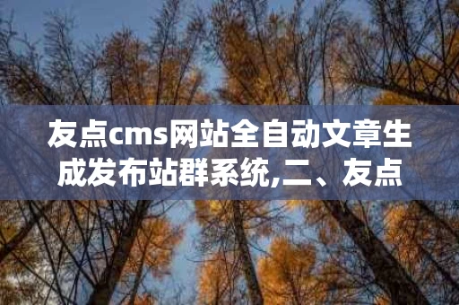 友点cms网站全自动文章生成发布站群系统,二、友点cms的神奇之处