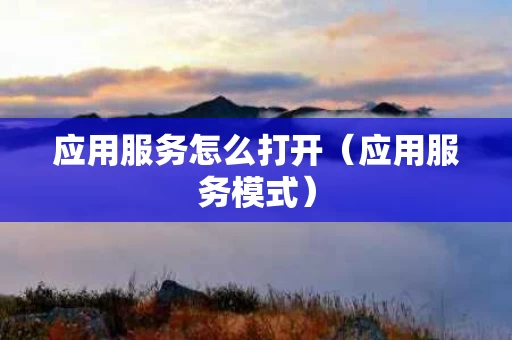 应用服务怎么打开（应用服务模式）