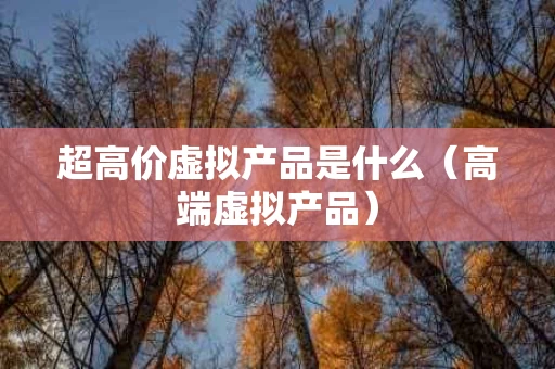 超高价虚拟产品是什么（高端虚拟产品）