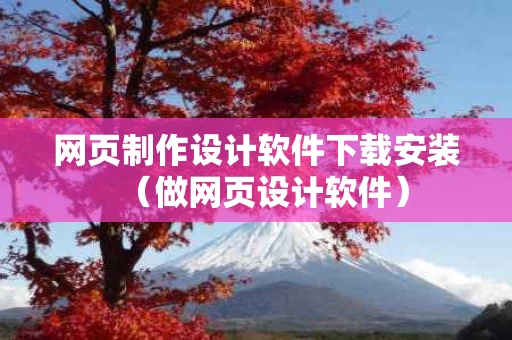 网页制作设计软件下载安装（做网页设计软件）