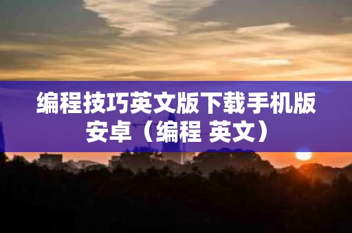 编程技巧英文版下载手机版安卓（编程 英文）