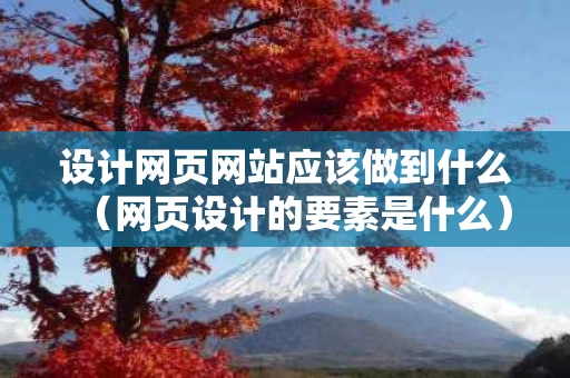 设计网页网站应该做到什么（网页设计的要素是什么）