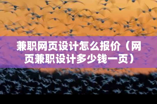 兼职网页设计怎么报价（网页兼职设计多少钱一页）