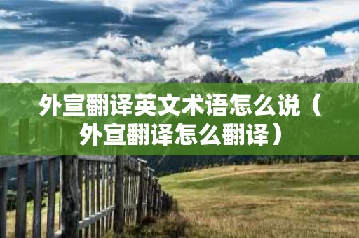 外宣翻译英文术语怎么说（外宣翻译怎么翻译）