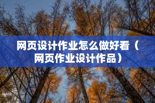 网页设计作业怎么做好看（网页作业设计作品）