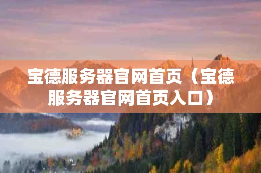 宝德服务器官网首页（宝德服务器官网首页入口）