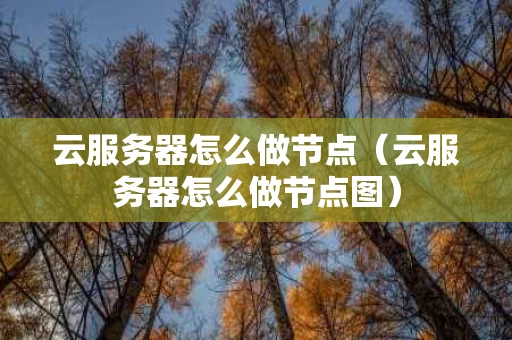 云服务器怎么做节点（云服务器怎么做节点图）