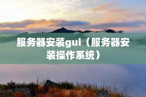 服务器安装gui（服务器安装操作系统）