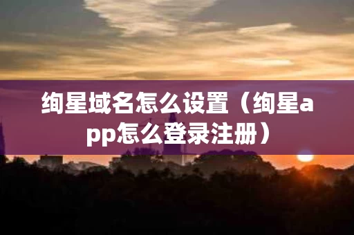 绚星域名怎么设置（绚星app怎么登录注册）
