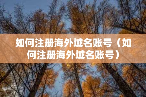 如何注册海外域名账号（如何注册海外域名账号）
