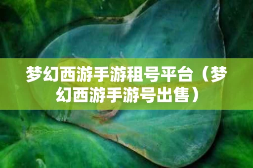 梦幻西游手游租号平台（梦幻西游手游号出售）