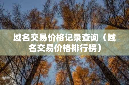 域名交易价格记录查询（域名交易价格排行榜）